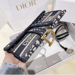 Dior Saddle Pochette In Blue Oblique Canvas CDBS2790