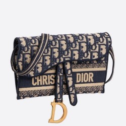 Dior Saddle Pochette In Blue Oblique Canvas CDBS2790