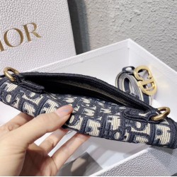 Dior Saddle Pouch Belt Bag In Blue Oblique Canvas CDBS2792