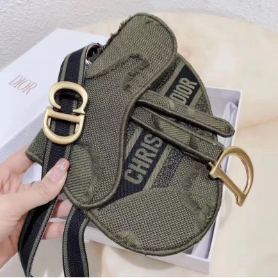 Dior Saddle Pouch Belt Bag In Green Camouflage Canvas CDBS2793