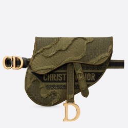 Dior Saddle Pouch Belt Bag In Green Camouflage Canvas CDBS2793