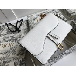 Dior Saddle Pouch In White Grained Calskin CDBS2794