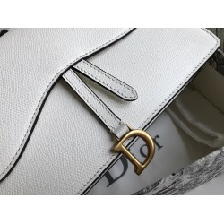 Dior Saddle Pouch In White Grained Calskin CDBS2794