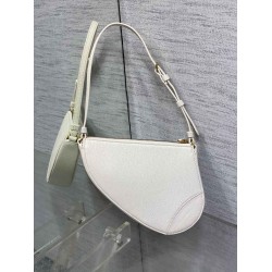 Dior Saddle Rodeo Pouch in White Goatskin CDBS2798