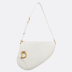 Dior Saddle Rodeo Pouch in White Goatskin CDBS2798