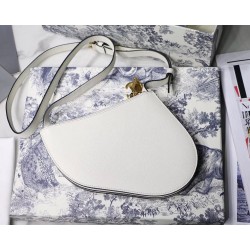 Dior Saddle Trio Pouch With Strap In White Calfskin CDBS2802