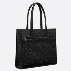 Dior Safari Tote Bag in Black CD Diamond Canvas CDBS2803