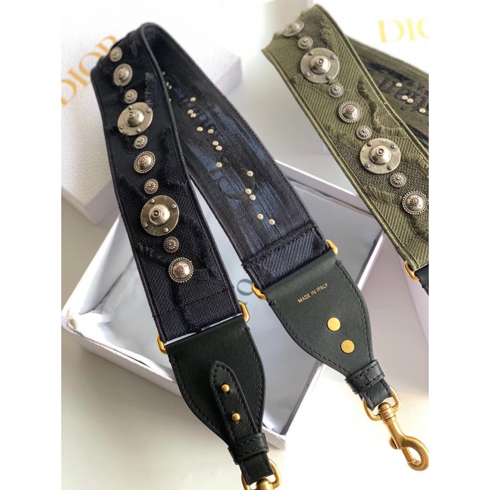 Dior Shoulder Strap In Blue Camouflage Embroidered Canvas CDBS2807