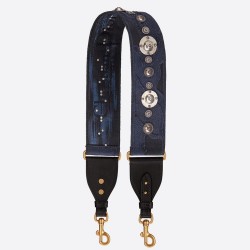 Dior Shoulder Strap In Blue Camouflage Embroidered Canvas CDBS2807