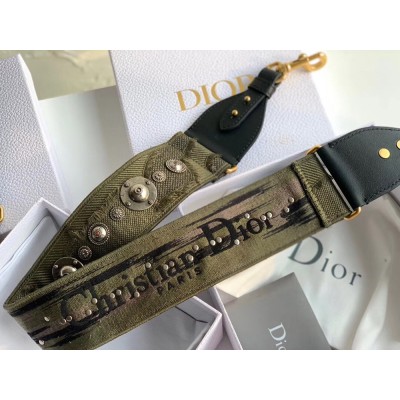 Dior Shoulder Strap In Green Camouflage Embroidered Canvas CDBS2809