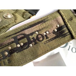 Dior Shoulder Strap In Green Camouflage Embroidered Canvas CDBS2809