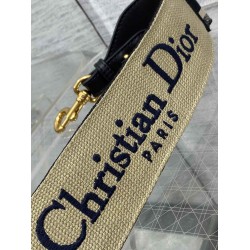 Dior Shoulder Strap With Ring in Black Embroidery Canvas CDBS2810