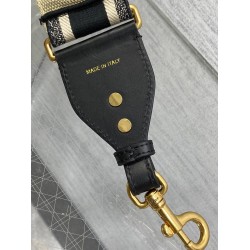 Dior Shoulder Strap With Ring in Black Embroidery Canvas CDBS2810