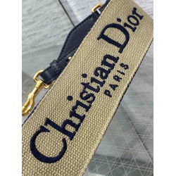 Dior Shoulder Strap With Ring in Blue Embroidery Canvas CDBS2812