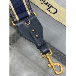 Dior Shoulder Strap With Ring in Blue Embroidery Canvas CDBS2812