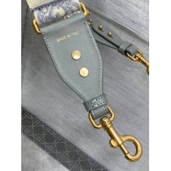 Dior Shoulder Strap With Ring in Gray Oblique Embroidery CDBS2815