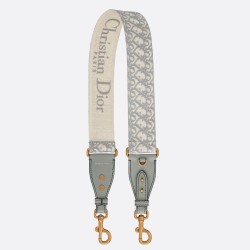 Dior Shoulder Strap With Ring in Gray Oblique Embroidery CDBS2815