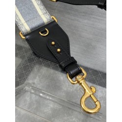 Dior Shoulder Strap With Ring in Grey Embroidery Canvas CDBS2816