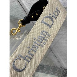 Dior Shoulder Strap With Ring in Grey Embroidery Canvas CDBS2816