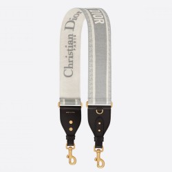 Dior Shoulder Strap With Ring in Grey Embroidery Canvas CDBS2816