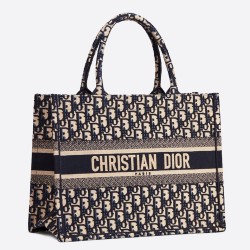 Dior Small Book Tote Bag In Blue Oblique Canvas CDBS2823