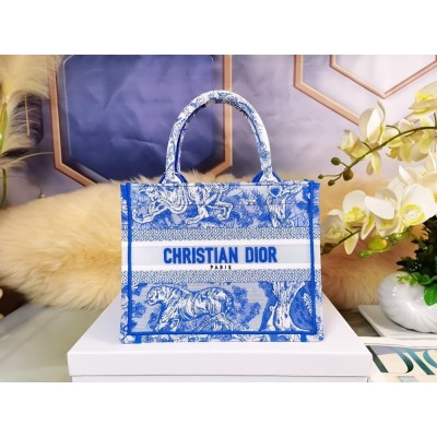 Dior Small Book Tote Bag In Blue Transparent Toile de Jouy Canvas CDBS2825