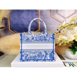 Dior Small Book Tote Bag In Blue Transparent Toile de Jouy Canvas CDBS2825