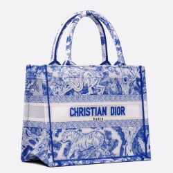 Dior Small Book Tote Bag In Blue Transparent Toile de Jouy Canvas CDBS2825