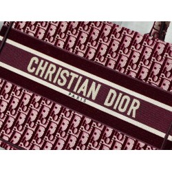 Dior Small Book Tote Bag In Bordeaux Oblique Embroidered Velvet CDBS2827