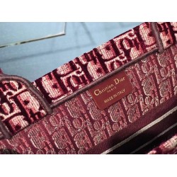 Dior Small Book Tote Bag In Bordeaux Oblique Embroidered Velvet CDBS2827