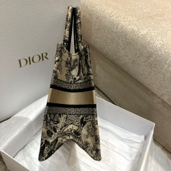 Dior Small Book Tote Bag In Brown Toile de Jouy Embroidery CDBS2828