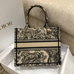 Dior Small Book Tote Bag In Brown Toile de Jouy Embroidery CDBS2828