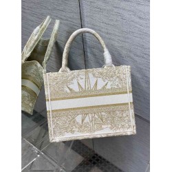 Dior Small Book Tote Bag In Gold Reve d'Infini Embroidery CDBS2830