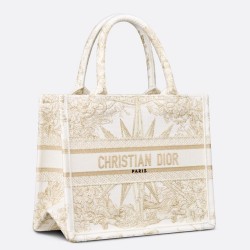 Dior Small Book Tote Bag In Gold Reve d'Infini Embroidery CDBS2830