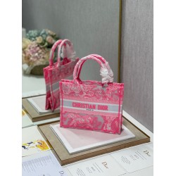 Dior Small Book Tote Bag In Pink Transparent Toile de Jouy Canvas CDBS2835