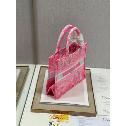 Dior Small Book Tote Bag In Pink Transparent Toile de Jouy Canvas CDBS2835