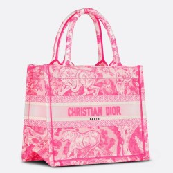 Dior Small Book Tote Bag In Pink Transparent Toile de Jouy Canvas CDBS2835