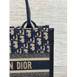 Dior Small Book Tote Bag With Strap in Blue Dior Oblique Canvas CDBS2845