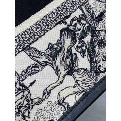 Dior Small Book Tote Bag With Strap in Zodiac Embroidery and Black Calfskin CDBS2851