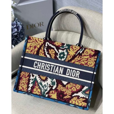 Dior Small Book Tote In Blue Multicolor Dior Paisley Embroidery CDBS2856