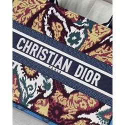 Dior Small Book Tote In Blue Multicolor Dior Paisley Embroidery CDBS2856