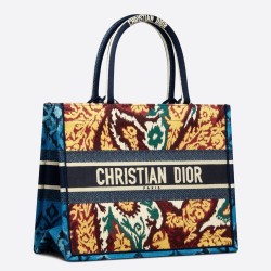 Dior Small Book Tote In Blue Multicolor Dior Paisley Embroidery CDBS2856