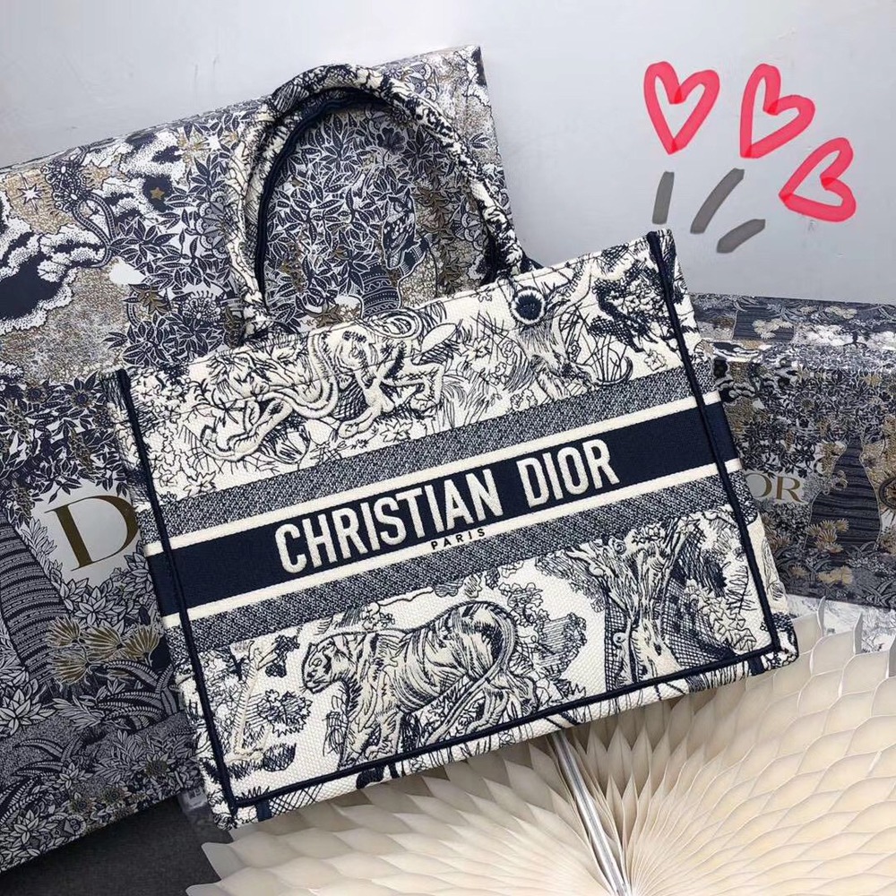 Dior Small Book Tote In Blue Toile De Jouy Canvas CDBS2857