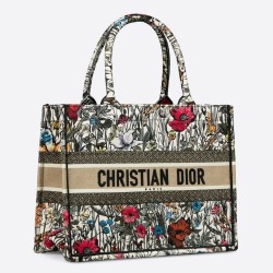 Dior Small Book Tote In Multicolor Mille Fleurs Embroidery CDBS2863