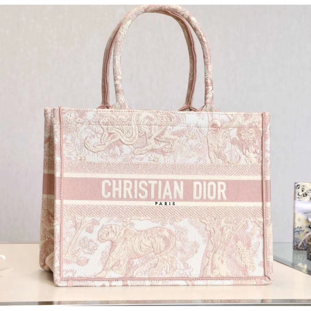 Dior Small Book Tote In Pink Toile De Jouy Canvas CDBS2865