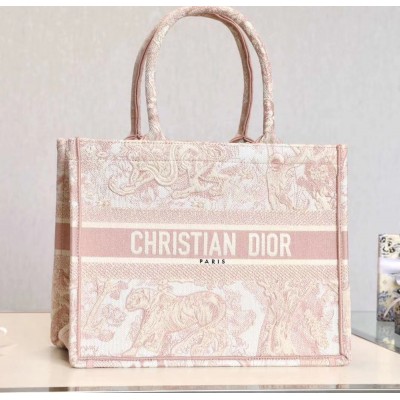 Dior Small Book Tote In Pink Toile De Jouy Canvas CDBS2865