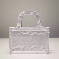 Dior Small Book Tote In White Camouflage Embroidered Canvas CDBS2866