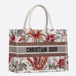 Dior Small Book Tote In White Camouflage With Flowers CDBS2867