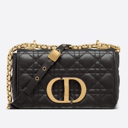 Dior Small Caro Bag In Black Cannage Calfskin CDBS2869