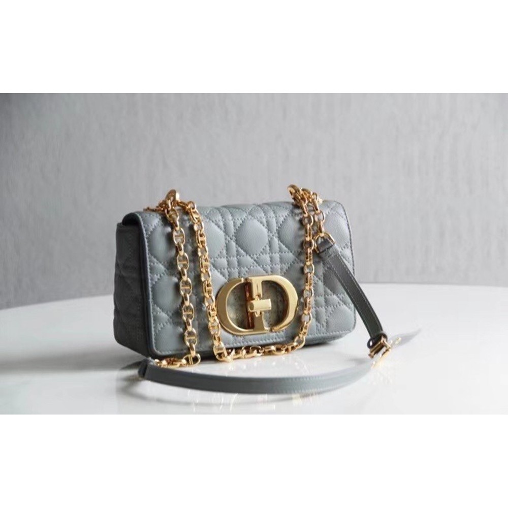 Dior Small Caro Bag In Cloud Blue Cannage Calfskin CDBS2871